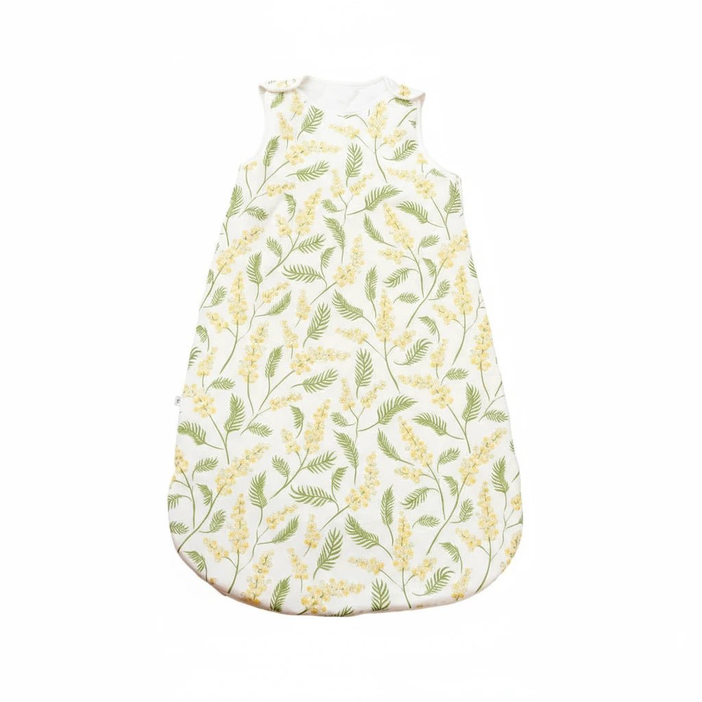 Gigoteuse bébé en coton à motifs feuillage vert et jaune, douce et respirante pour un sommeil paisible – Kalinatur.