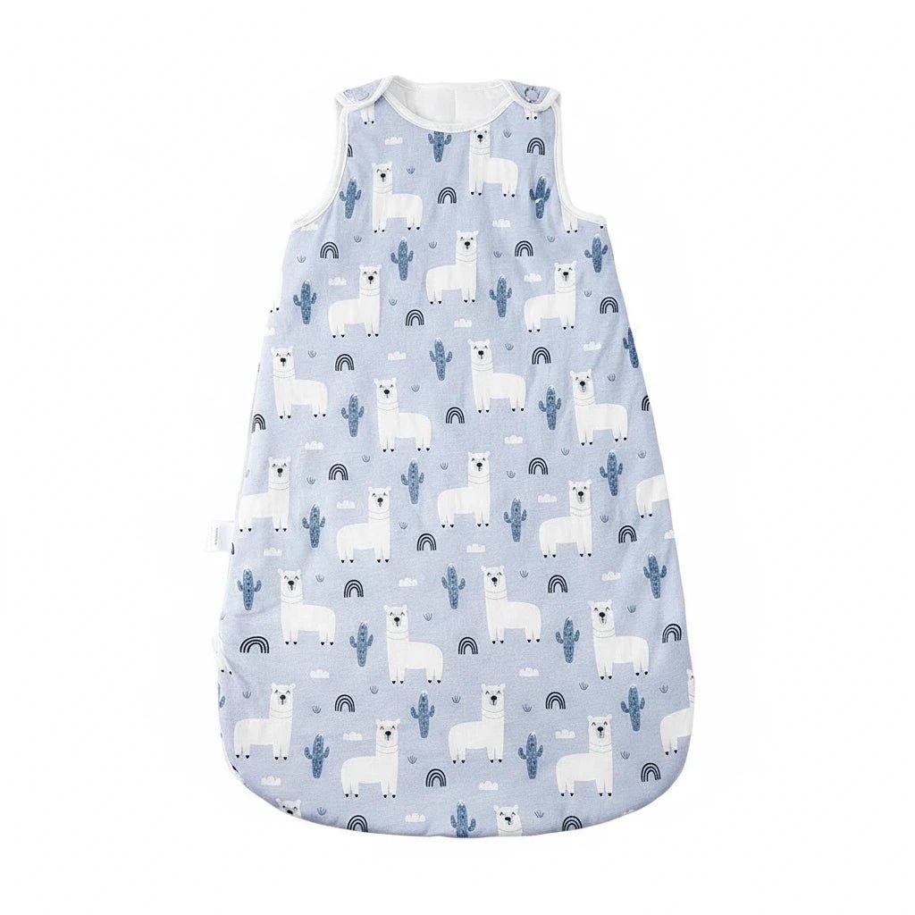 Gigoteuse bébé Kalinatur bleue à motifs lamas et cactus – turbulette