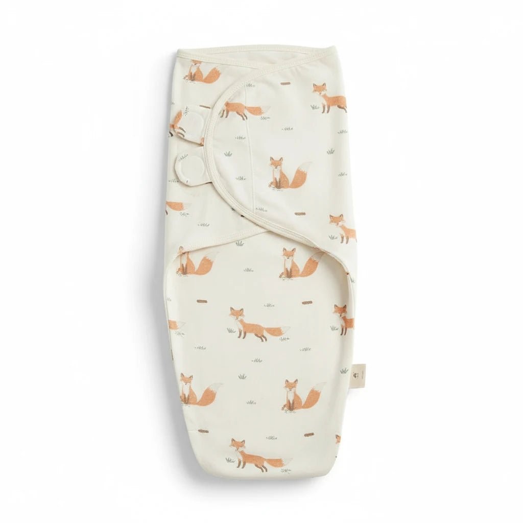 Gigoteuse d’emmaillotage pour bébé en coton blanche à motifs de renards, douce et sécurisée pour les nouveau-nés – Kalinatur.