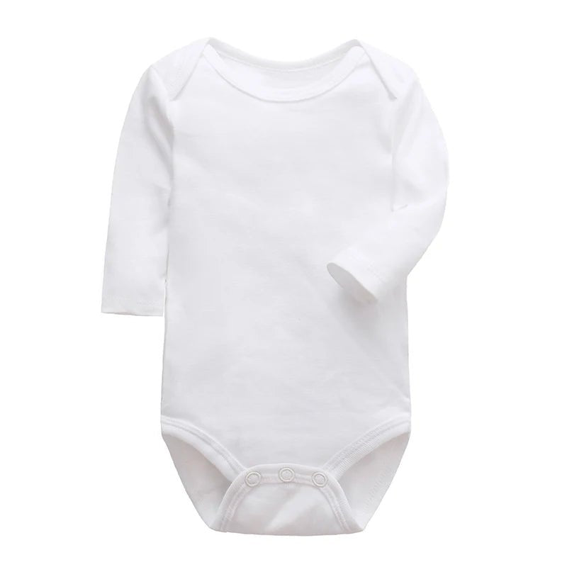 Body bébé blanc à manches longues en coton doux, modèle basique – collection Kalinatur