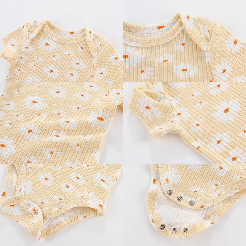 Body bébé beige en coton motif fleurs – détails Kalinatur