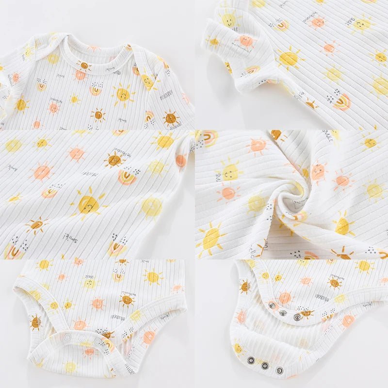 Body bébé blanc en coton côtelé motif soleil – détails Kalinatur