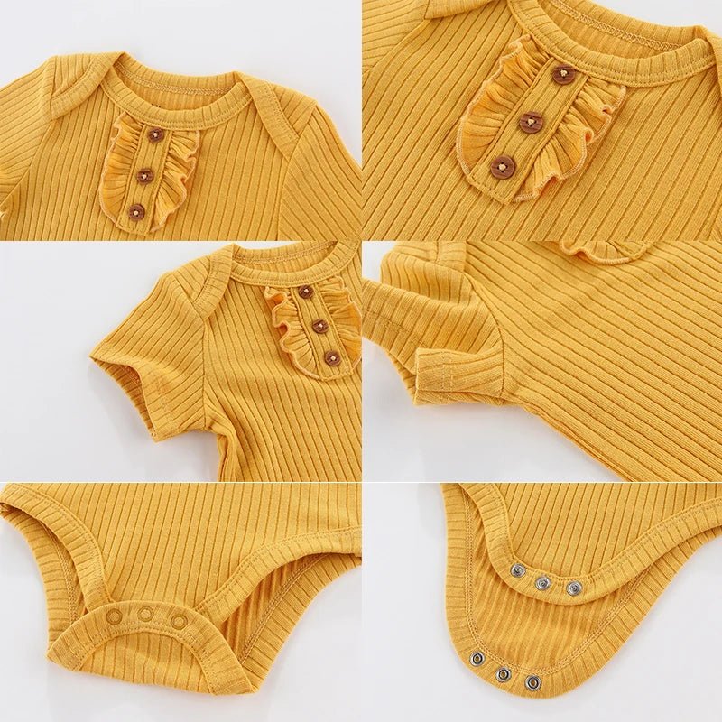 Body bébé jaune en coton avec volants – détails du modèle Kalinatur