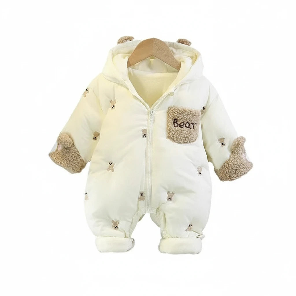 Combinaison d hiver pour bebe blanche Kalinatur avec details ours et tissu doux