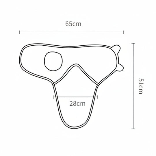Schéma des dimensions de la couverture d’emmaillotage bébé 65 cm x 51 cm.