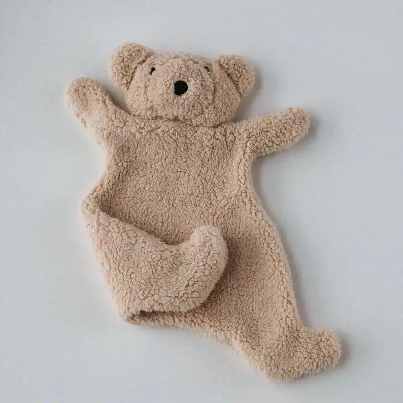 Doudou ours plat beige en tissu bouclette