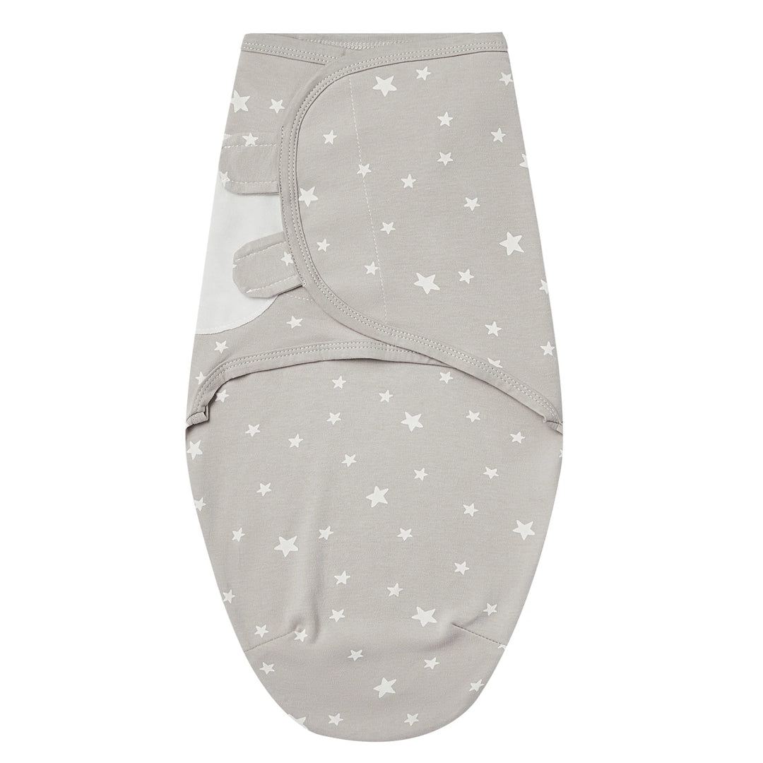 Gigoteuse grise pour bébé avec un motif d’étoiles blanches, modèle Kalinatur.
