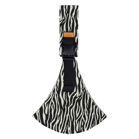 Harnais de sécurité pour bébé Kalinatur, motif zébré noir et blanc, avec fermeture à boucle solide.