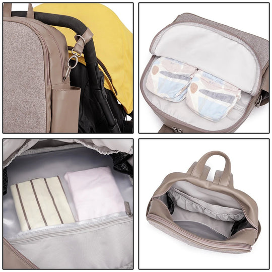 Détails intérieurs du sac à langer Kalinatur : poches, rangements et organisation.