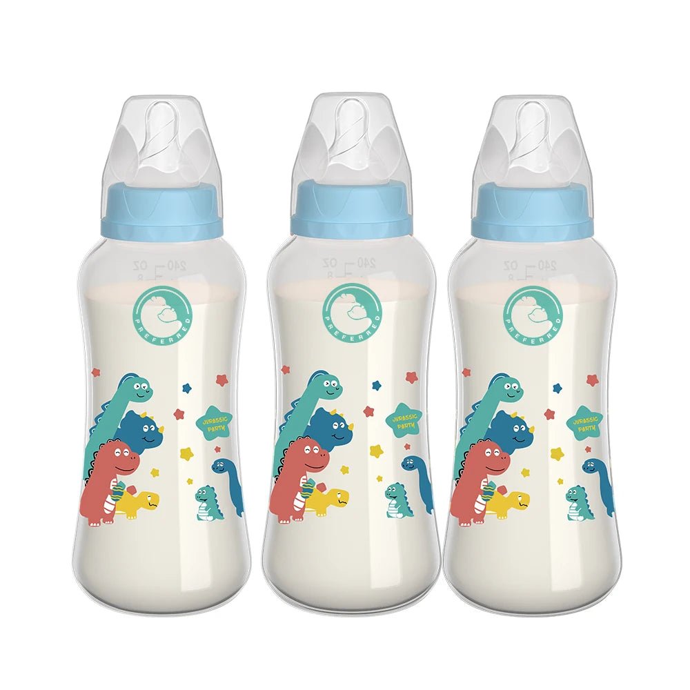 Lot de 3 Biberons Kalinatur™ – 150 ml & 240 ml | Col Large, Anti-Colique & Sans BPA – Set Premium pour Nouveau-né
