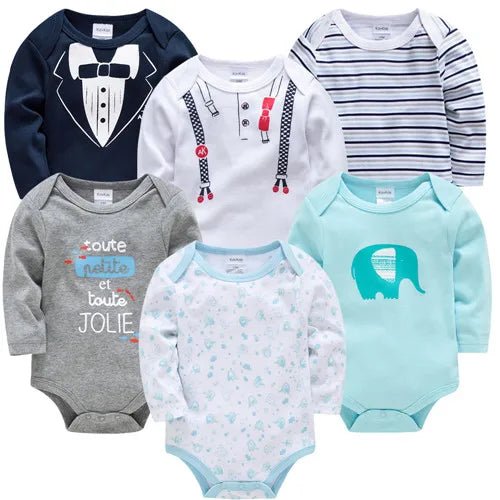 Lot de 6 Bodies Bébé 100 % Coton – Manches Longues, Confort & Douceur Naturelle | Kalinatur