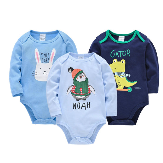 Set of 6 Baby Bodysuits 100% Cotton – Long Sleeves, Comfort &amp; Natural Softness | Kalinatur