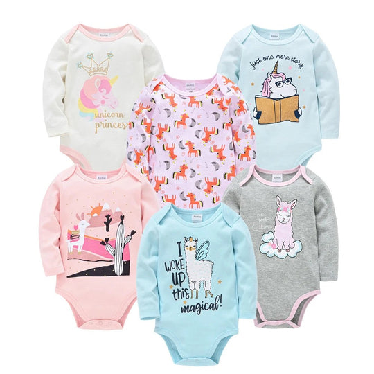 Lot de 6 Bodies Bébé 100 % Coton – Manches Longues, Confort & Douceur Naturelle | Kalinatur