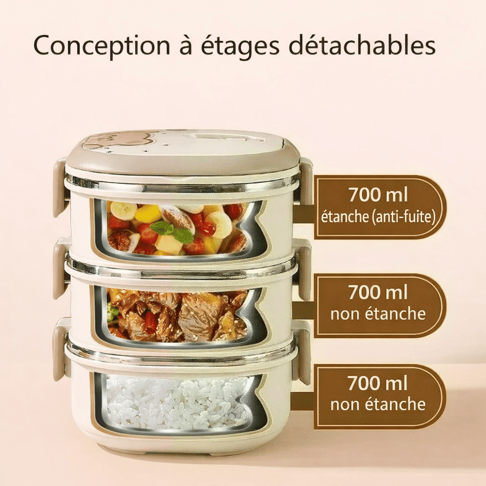 Lunch Box Bento Ours Isotherme en Acier Inoxydable Kalinatur