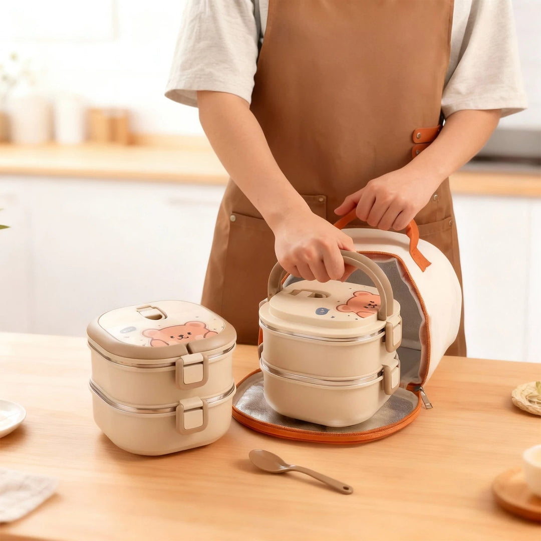 Lunch Box Bento Ours Isotherme en Acier Inoxydable Kalinatur