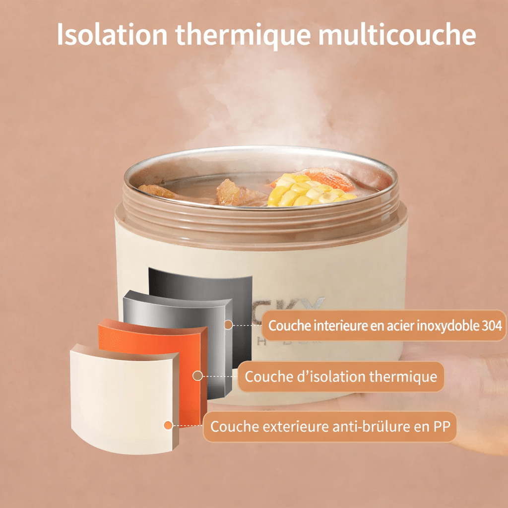 Lunch Box Isotherme Ronde en Acier Inoxydable Kalinatur