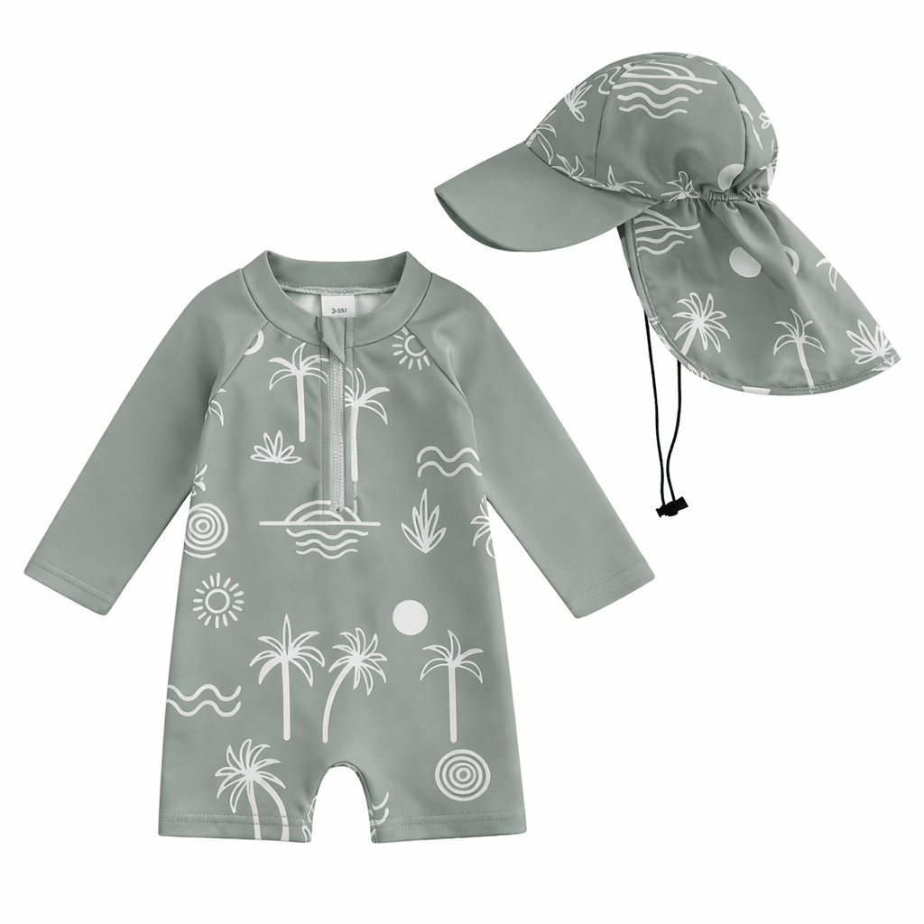 Maillot de bain bebe anti-UV manches longues avec chapeau Kalinatur