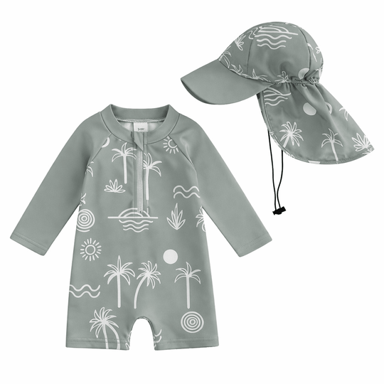 Maillot de bain bebe anti-UV manches longues avec chapeau Kalinatur