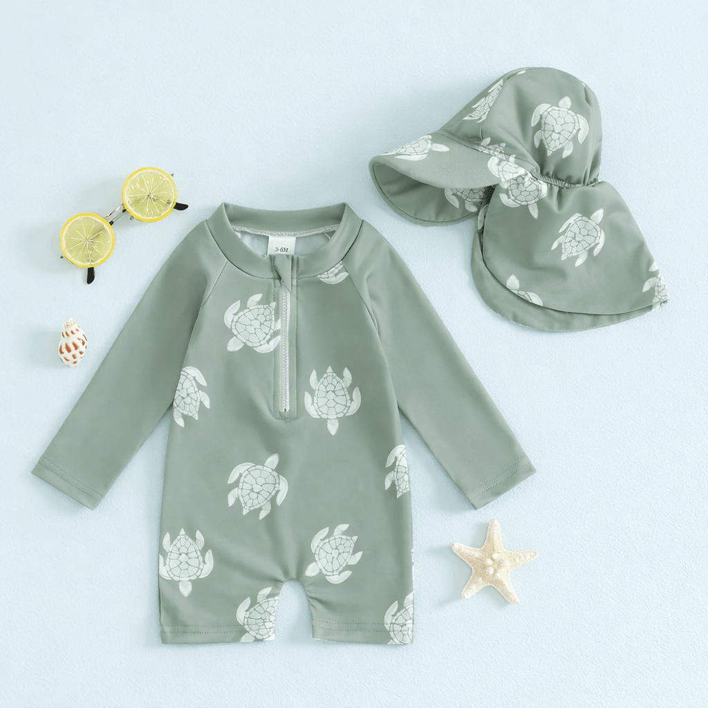 Maillot de bain bebe anti-UV manches longues avec chapeau Kalinatur