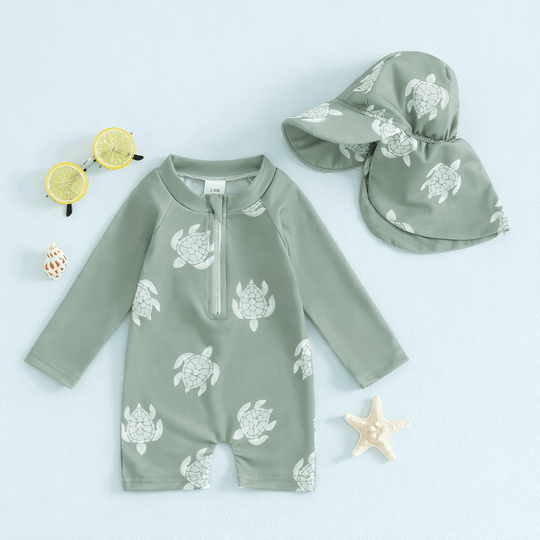 Maillot de bain bebe anti-UV manches longues avec chapeau Kalinatur