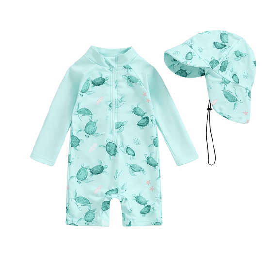 Maillot de bain bebe anti-UV manches longues avec chapeau Kalinatur