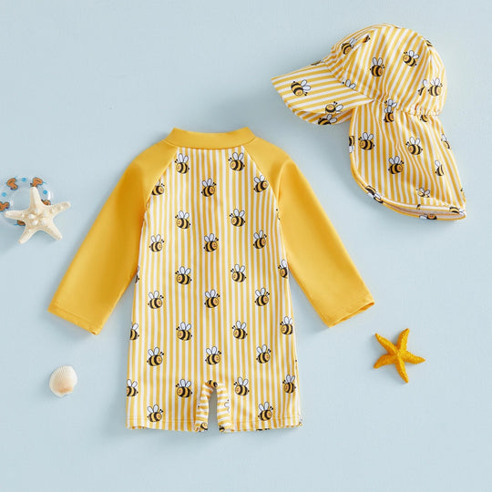 Maillot de bain bébé anti-UV manches longues avec chapeau | UPF50+ Kalinatur