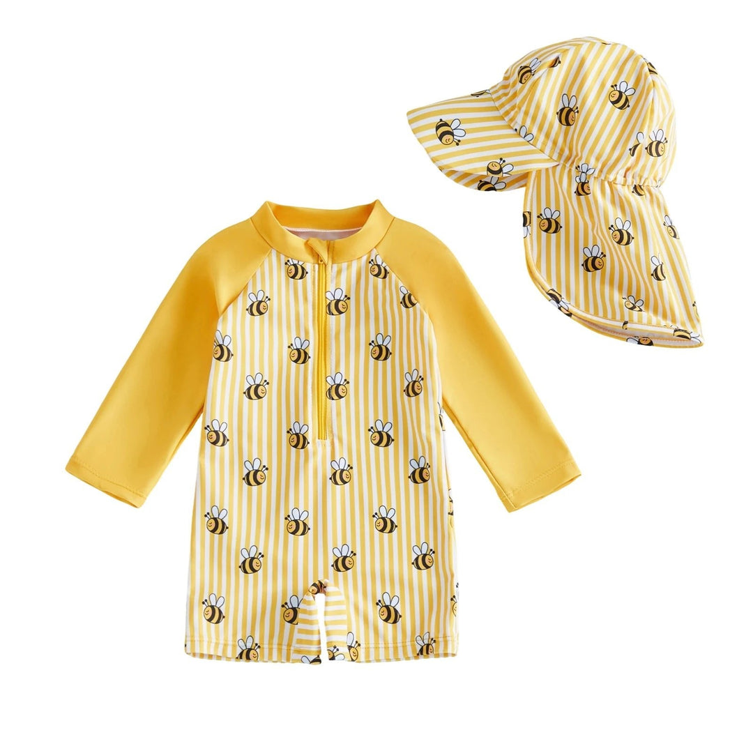 Maillot de bain bébé anti-UV manches longues avec chapeau | UPF50+ Kalinatur
