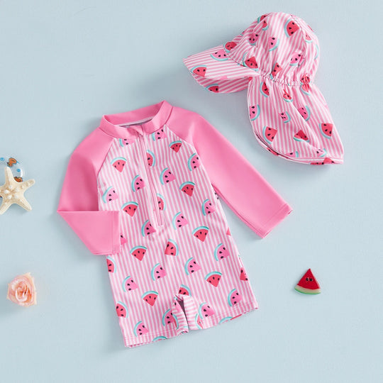 Maillot de bain bébé anti-UV manches longues avec chapeau | UPF50+ Kalinatur