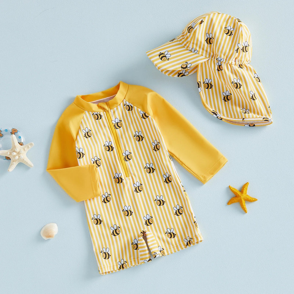 Maillot de bain bébé anti-UV manches longues avec chapeau | UPF50+ Kalinatur