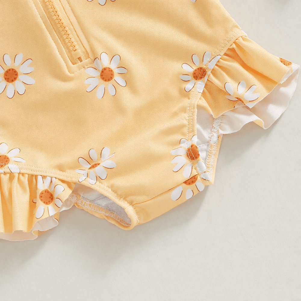 Maillot de bain bébé fille anti-UV manches longues avec chapeau Kalinatur