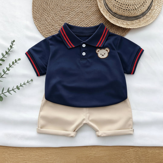 Ensemble polo et short brodés motif ours
