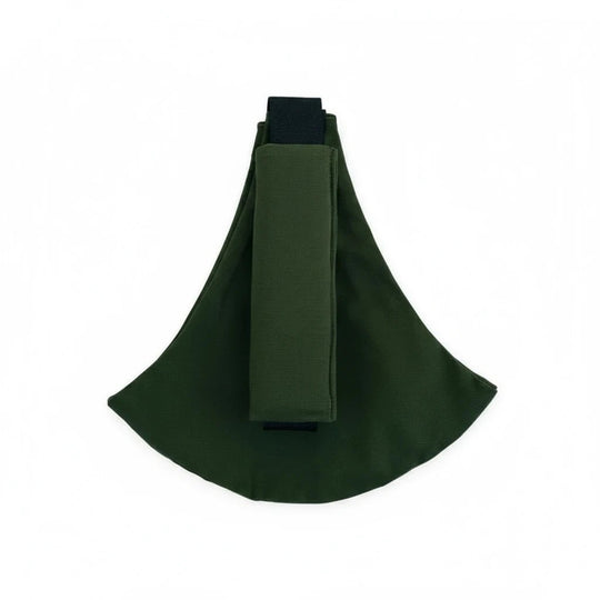 Porte-bébé bandoulière Kalinatur vert uni, assise ergonomique et sangle solide.