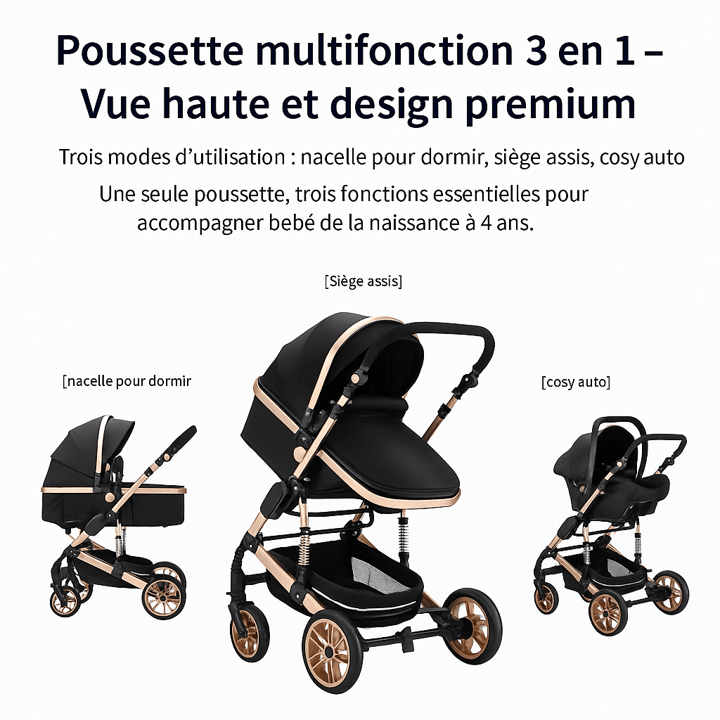 Kalinatur™ 3-in-1 Baby Stroller – Lightweight, Foldable and Comfortable from Birth