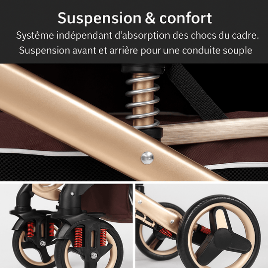 Poussette Bébé 3 en 1 Multifonction Kalinatur™ – Pliable, Tout-Terrain et Confort Absolu dès la Naissance