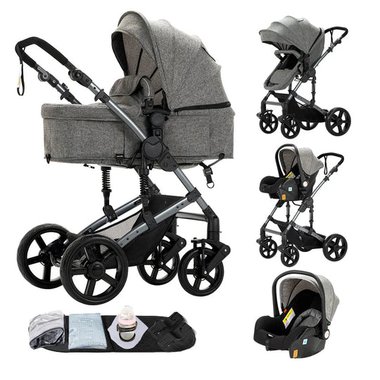 Poussette Bébé 3 en 1 Multifonction Kalinatur™ – Pliable, Tout-Terrain et Confort Absolu dès la Naissance