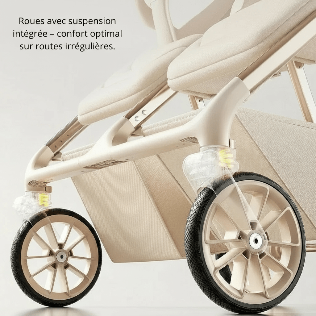 Poussette Jumelle Haut de Gamme, Siège Réversible & Design Luxe