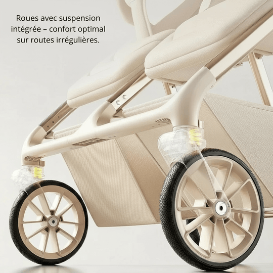 Poussette Jumelle Haut de Gamme, Siège Réversible & Design Luxe