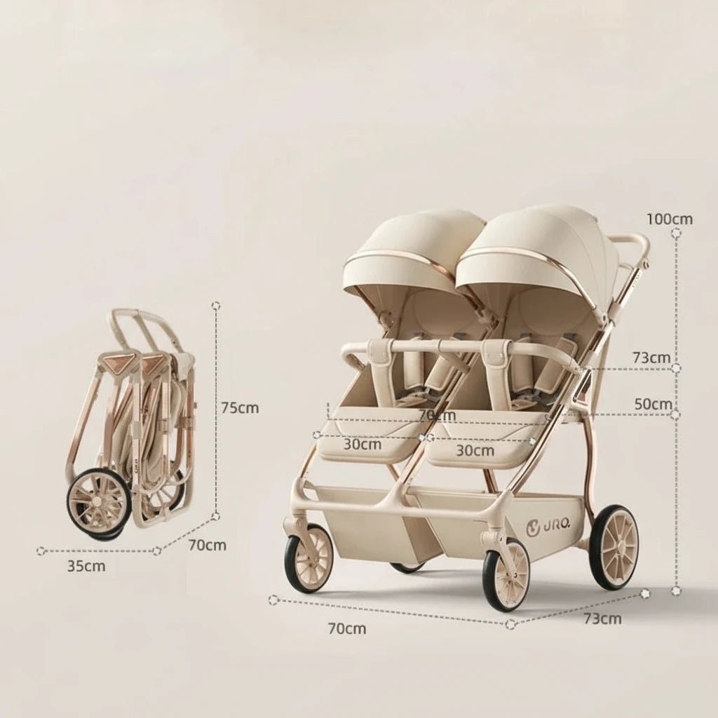 Poussette Jumelle Haut de Gamme, Siège Réversible & Design Luxe