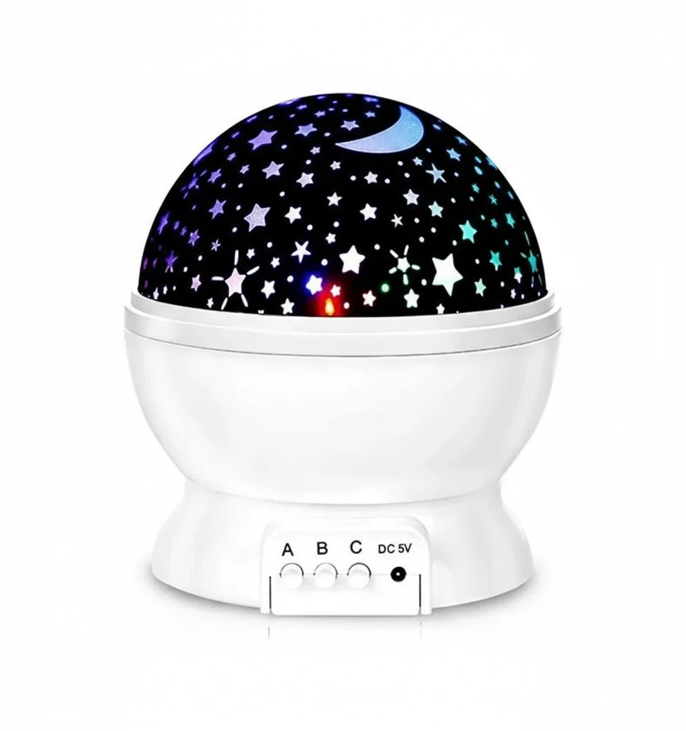 Projecteur ciel étoilé blanc pour bébé – lampe de nuit lumineuse avec lune et étoiles colorées – produit Kalinatur™