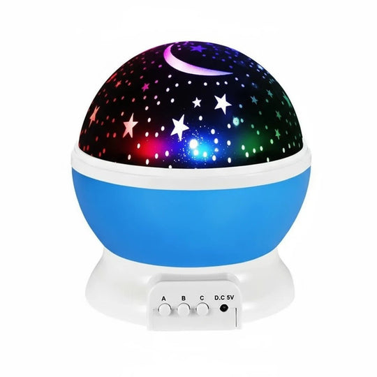 Projecteur ciel étoilé pour bébé – lampe de nuit bleue avec projections colorées de lune et d’étoiles – produit Kalinatur™
