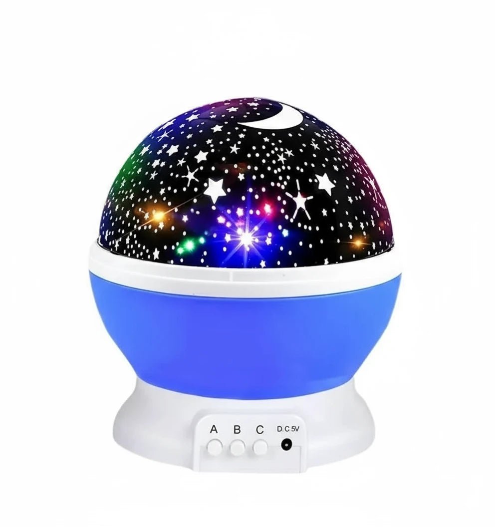 Projecteur ciel étoilé pour bébé – lampe de nuit bleue avec lune et étoiles – lumière colorée apaisante – produit Kalinatur™