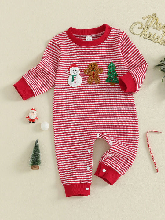 Pijamas navideños para bebés de 0 a 18 meses: algodón suave y elástico, mangas largas, bordado de árbol de Navidad | Pijamas navideños para bebés de 0 a 18 meses: algodón suave y elástico, mangas largas, bordado de árbol de Navidad |