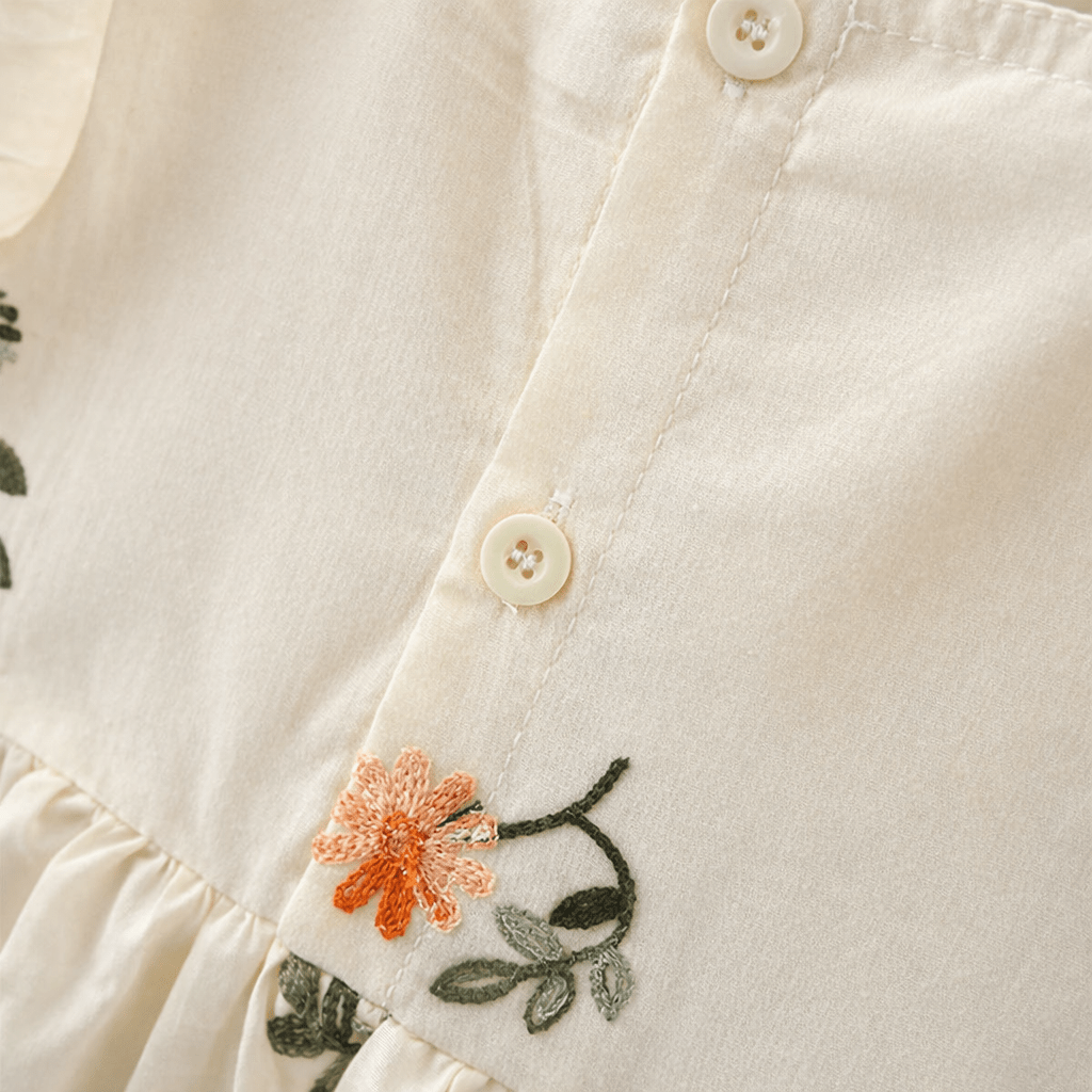 robe bébé fille fleurs brodées détail poitrine

