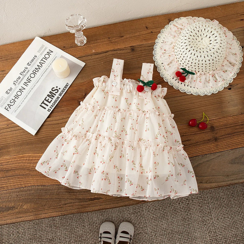 Robe Bébé Fille Été Fleurie avec Chapeau Kalinatur