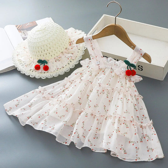 Robe Bébé Fille Été Fleurie avec Chapeau Kalinatur
