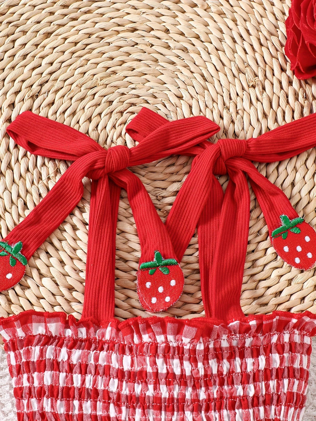 Robe Bébé Fille Vichy Rouge Fraises Kalinatur