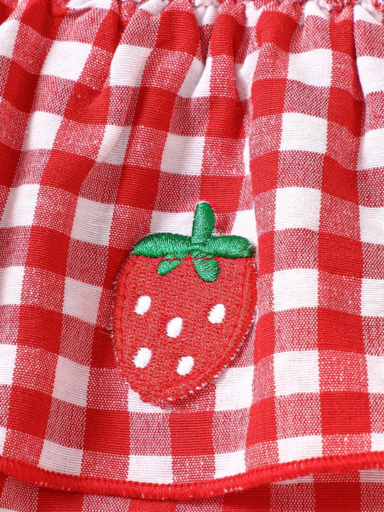 Robe Bébé Fille Vichy Rouge Fraises Kalinatur
