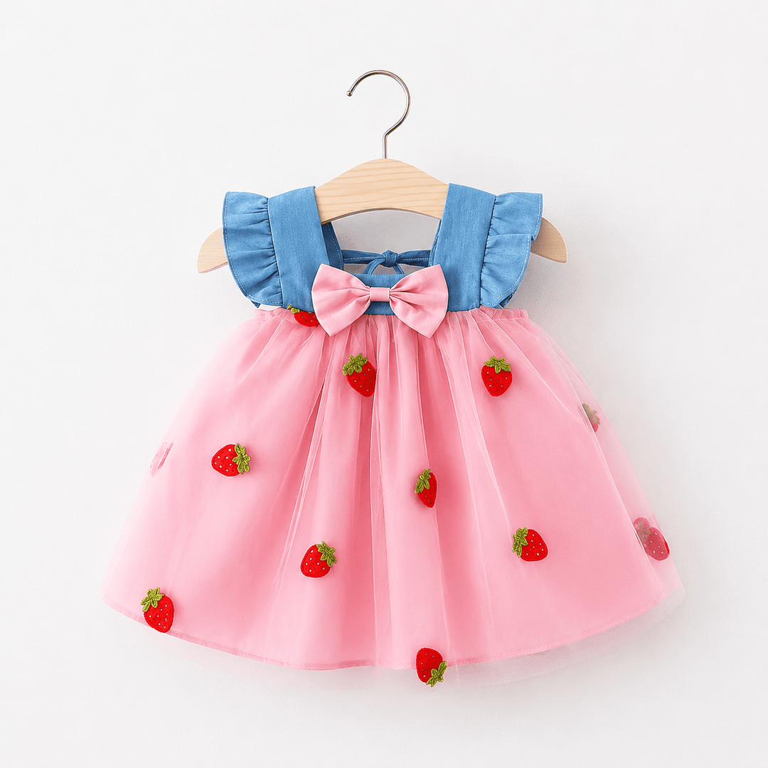 robe rose motif fraise