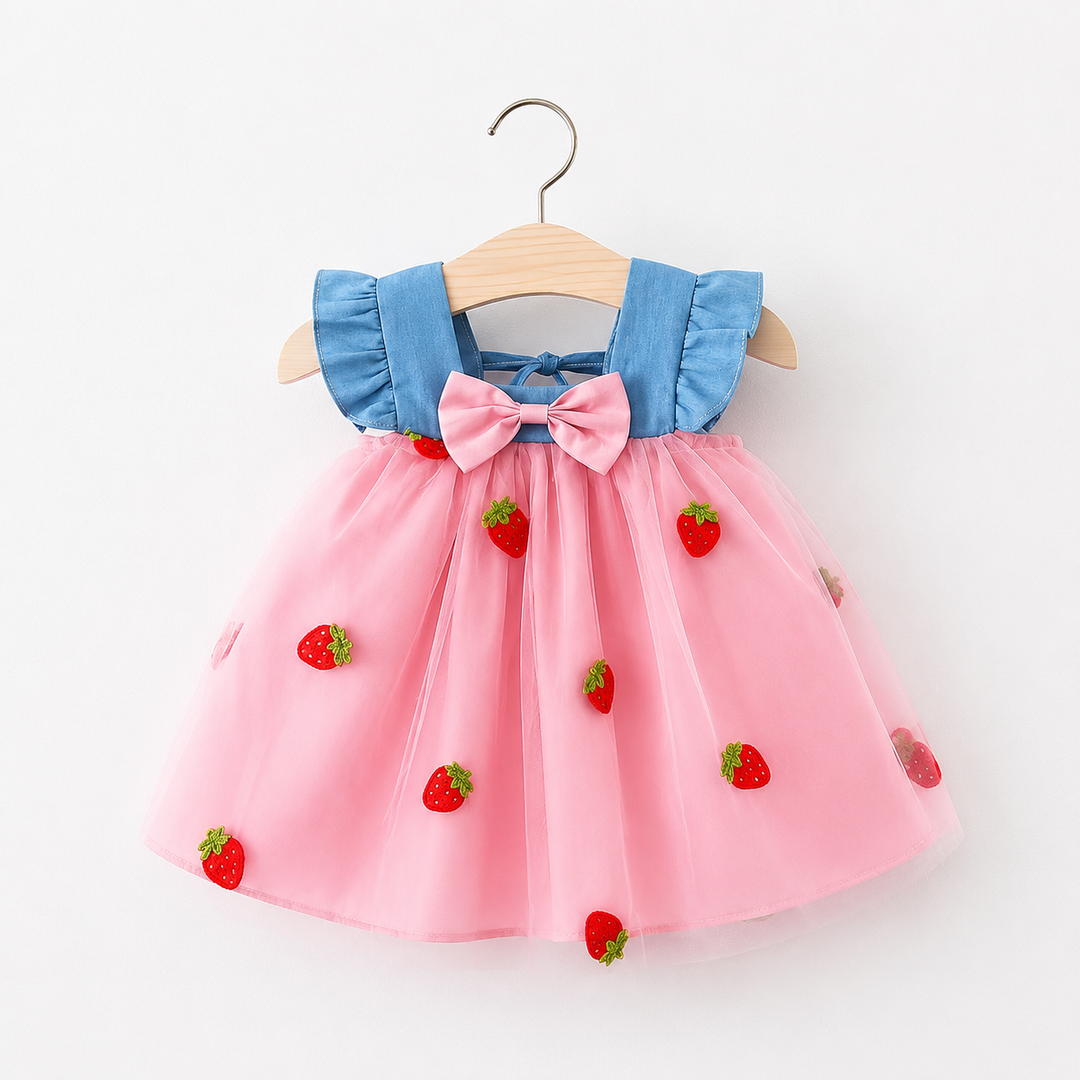 robe rose motif fraise
