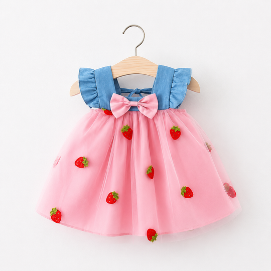 robe rose motif fraise